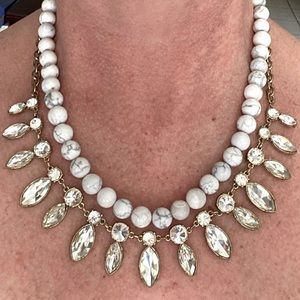 Vintage Marble Bead and Crystal Necklace